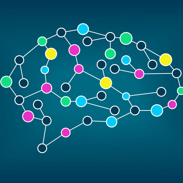 Connected dots and lines brain image