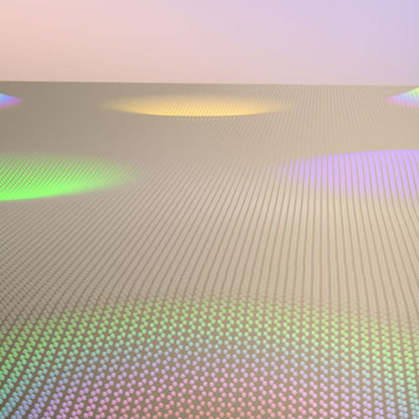 Artist's impression of graphene balloons showing colors.