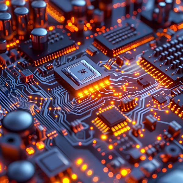 Luminous blue-orange microchip.